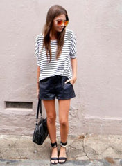 Alexa Loose Fit Striped T-shirt in Black/White