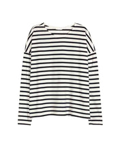 Fashion Basic Loose Fit Striped T-shirt in Black/White
