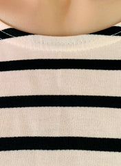 Fashion Basic Loose Fit Striped T-shirt in Black/White