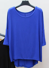 3/4 Sleeve Colourful Asymmetrical Draped T-shirt1