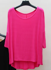 3/4 Sleeve Colourful Asymmetrical Draped T-shirt1