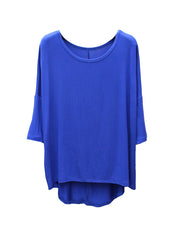 3/4 Sleeve Colourful Asymmetrical Draped T-shirt