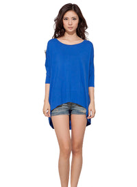 3/4 Sleeve Colourful Asymmetrical Draped T-shirt
