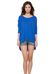 3/4 Sleeve Colourful Asymmetrical Draped T-shirt1