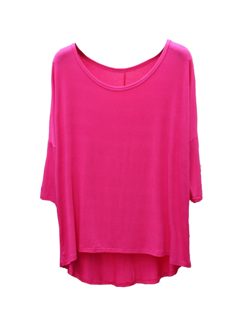 3/4 Sleeve Colourful Asymmetrical Draped T-shirt