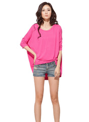 3/4 Sleeve Colourful Asymmetrical Draped T-shirt1