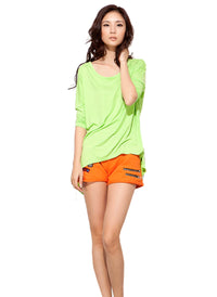 3/4 Sleeve Colourful Asymmetrical Draped T-shirt