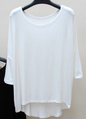 3/4 Sleeve Colourful Asymmetrical Draped T-shirt1