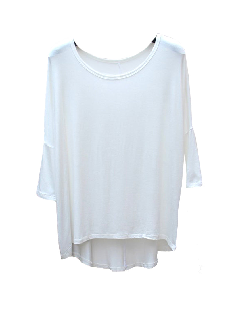 3/4 Sleeve Colourful Asymmetrical Draped T-shirt