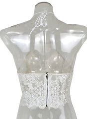 Lace Applique Halter Crop Top in White