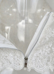 Lace Applique Halter Crop Top in White