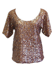 Off Shoulder Sequined Party Top in Brown