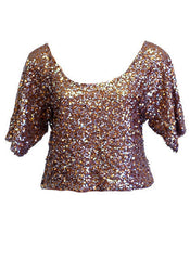 Off Shoulder Sequined Party Top in Brown