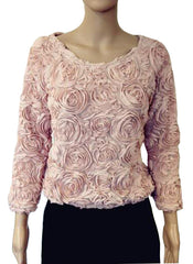 Selena Gomez 3D Rose Applique Mesh Jumper