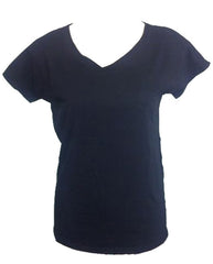 V-neck Short Sleeve Basic Cotton Jersey T-shirt