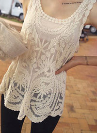 Floral Crochet Lace Sleeveless Cami Tank Top