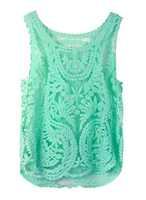 Floral Crochet Lace Sleeveless Cami Tank Top