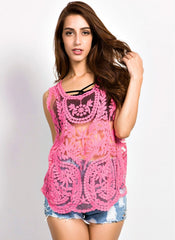 Floral Crochet Lace Sleeveless Cami Tank Top