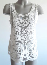 Floral Crochet Lace Sleeveless Cami Tank Top