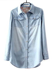 Vintage Cotton Longline Denim Shirt