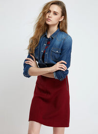 Vintage Cotton Longline Denim Shirt