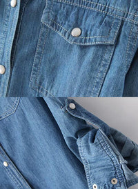 Vintage Cotton Longline Denim Shirt