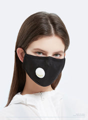 Ear Loop Reusable Cotton Mask with Valve & 2 x Carbon PM2.5 Filters