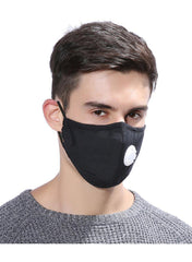 Ear Loop Reusable Cotton Mask with Valve & 2 x Carbon PM2.5 Filters