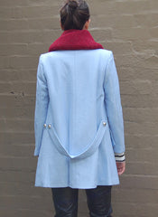 Blake Lively Gold Button Baby Blue Wool Coat