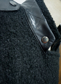 Vanessa Quilted Sleeve Panel Wool Coat in Black
