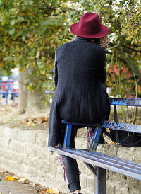 Vanessa Quilted Sleeve Panel Wool Coat in Black