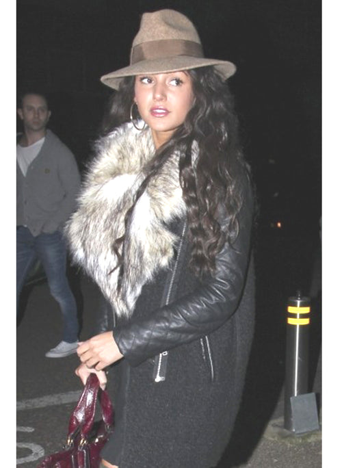 Vanessa Quilted Sleeve Panel Wool Coat in Black