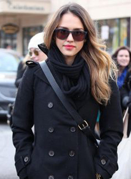 Jessica Military Wool Pea Coat in Black Celebrity Designz